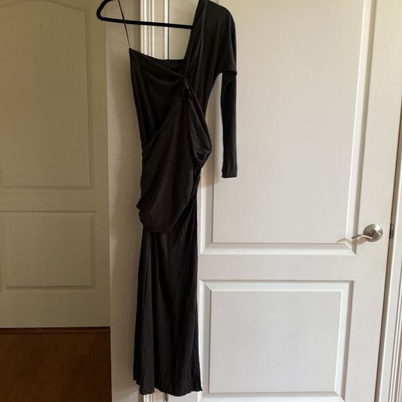 Zara One Arm Asymmetrical Longsleeve long‎ Dress Black XS Nwt - Picture 6 of 8